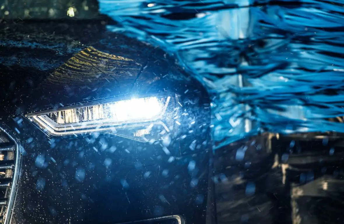 Electric vehicle in car wash